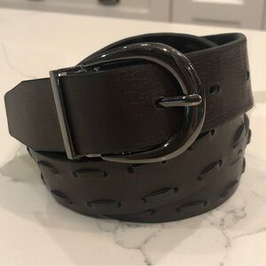 Unbranded Mens Brown Black Reversible Faux Leather Belt Size 36 Casual Woven